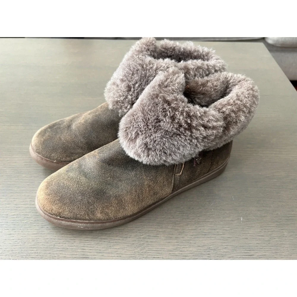 Trask Lexi Genuine Shearling Sneaker (Women), Brown, 9